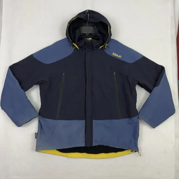 Polo Sport Ralph Lauren Mens XXL Colorblock Ski Jacket Blue Yellow Vintage 90s